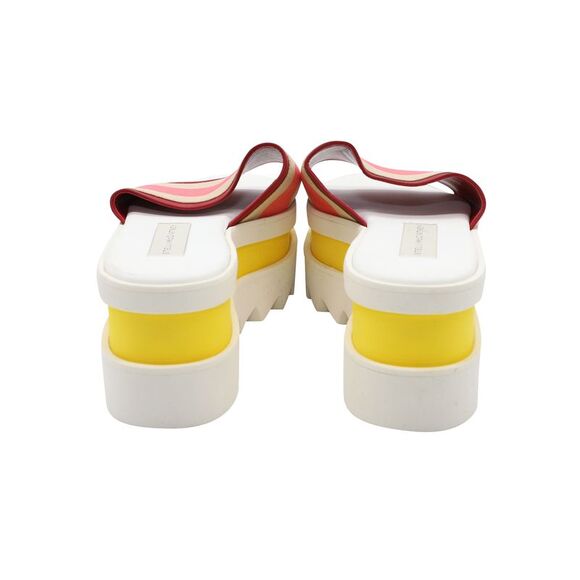 Stella Mccartney Color Block Platform Slides in White Faux Leather - Picture 2 of 8